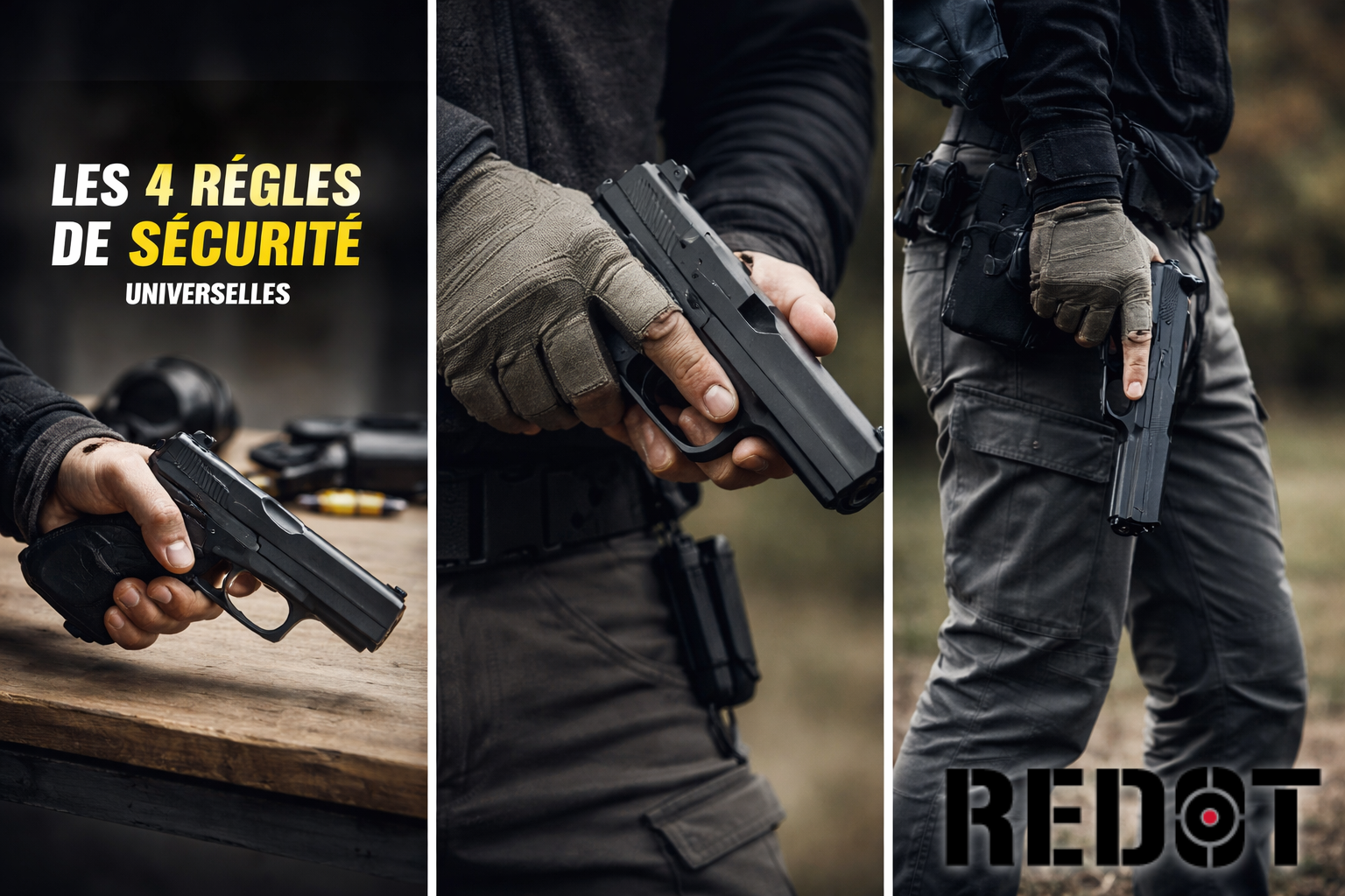 Gros plan sur un doigt hors détente illustrant une règle essentielle de sécurité arme à feu – REDOT Formation
